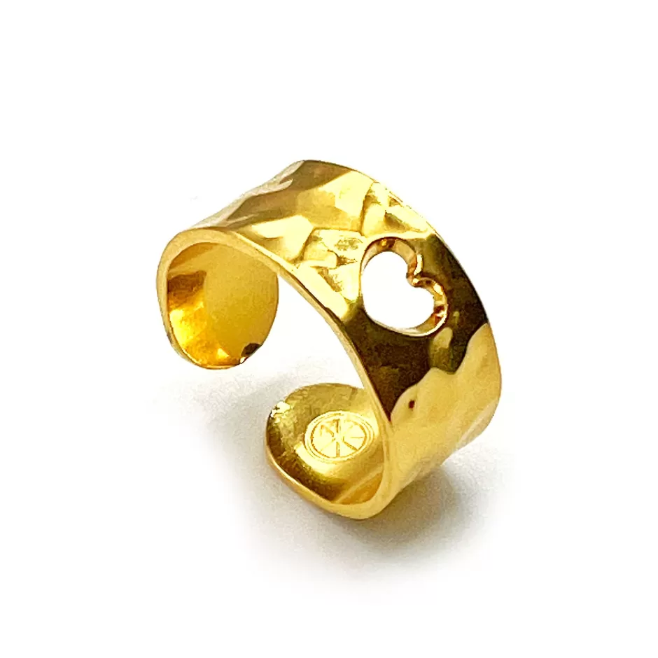 Online Musardise Bague Martelee Coeur Doree