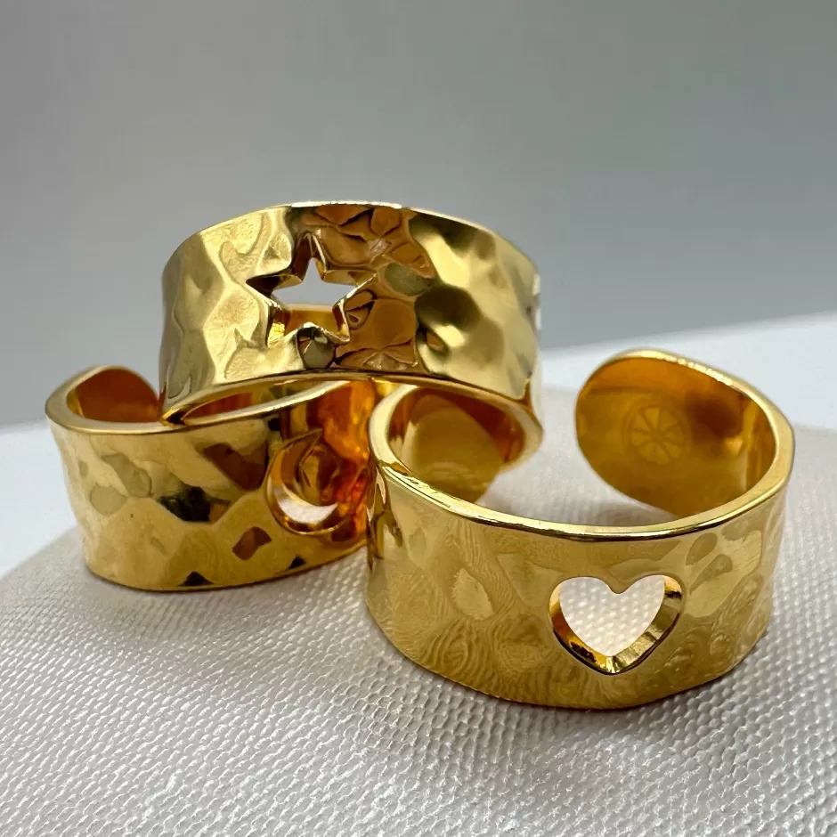 Online Musardise Bague Martelee Coeur Doree