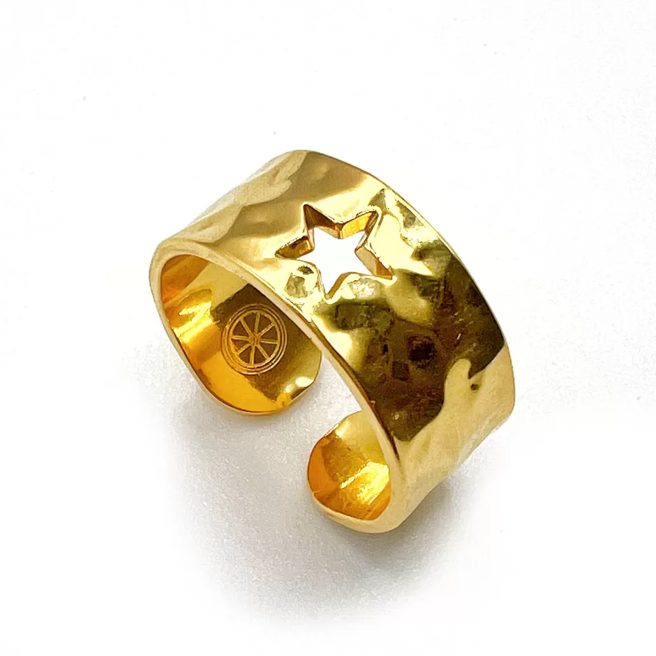 Store Musardise Bague Martelee Etoile Doree