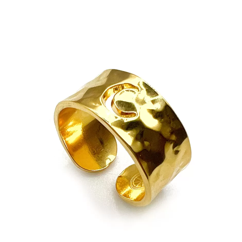 Discount Musardise Bague Martelee Lune Doree