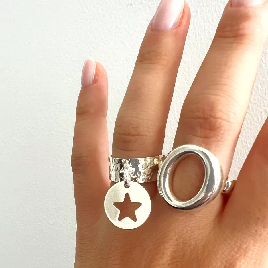 Hot Musardise Bague Martelee Pendentif Etoile