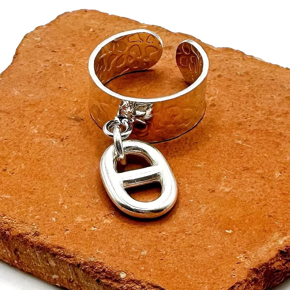 Fashion Musardise Bague Martelee Pendentif Maille