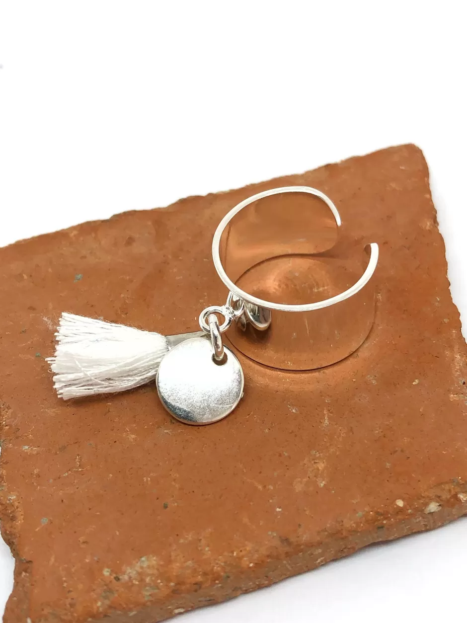 New Musardise Bague Pompon Blanc