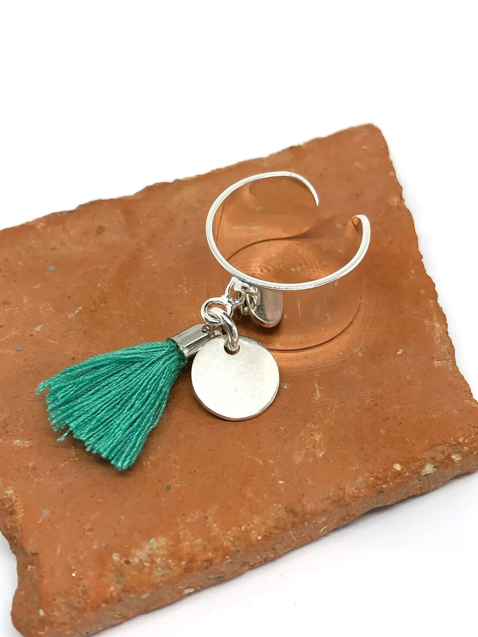 Cheap Musardise Bague Pompon Vert D'Eau