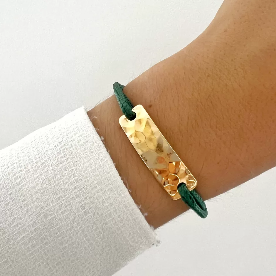 New Musardise Bracelet Plaque Martelee Dore