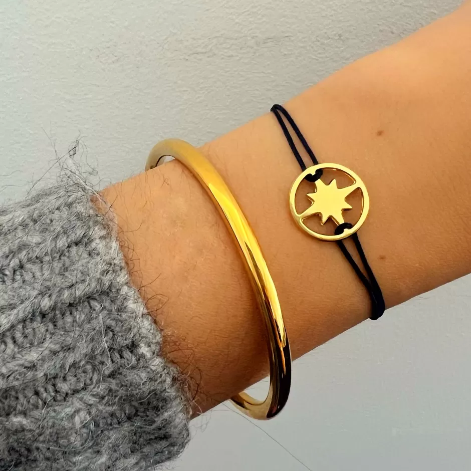 Outlet Musardise Bracelet Rose Des Vents Dore