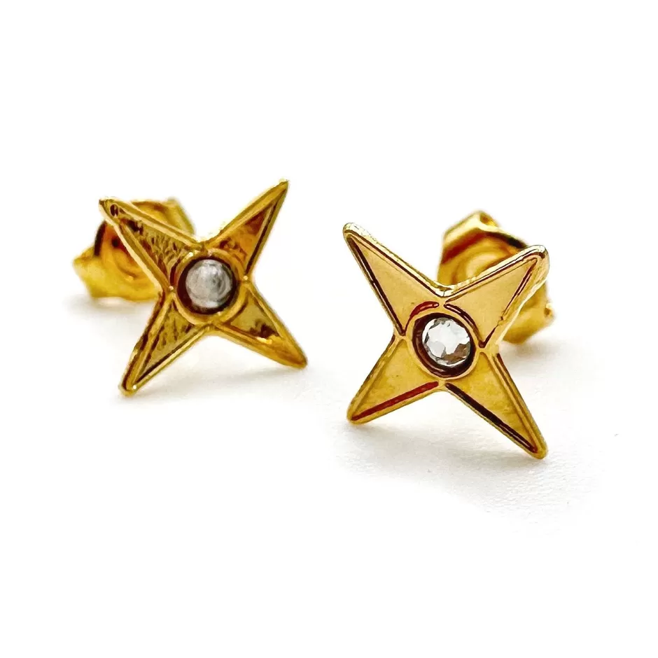 Fashion Musardise Puces D'Oreilles Strass Dorees